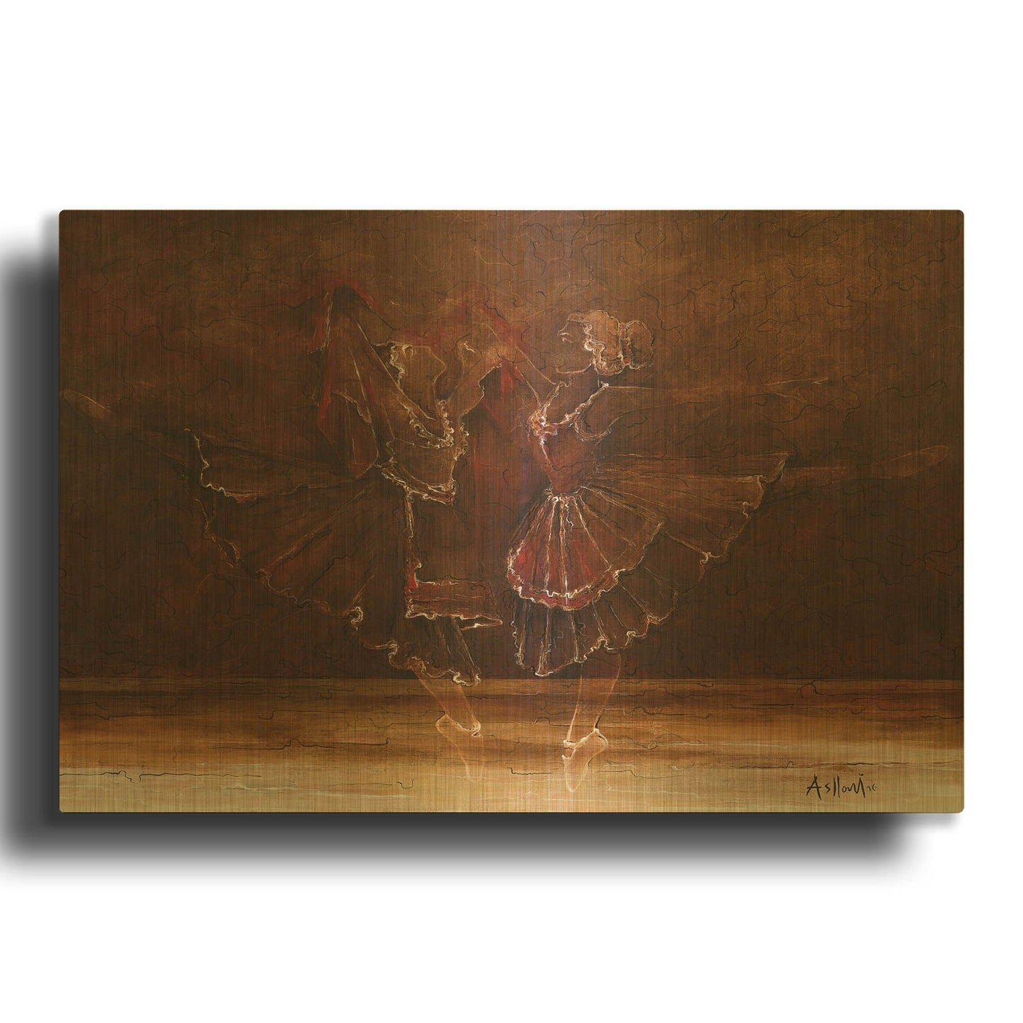 'Ballerinas' By Samedin Asllani Gold Metal Wall Art