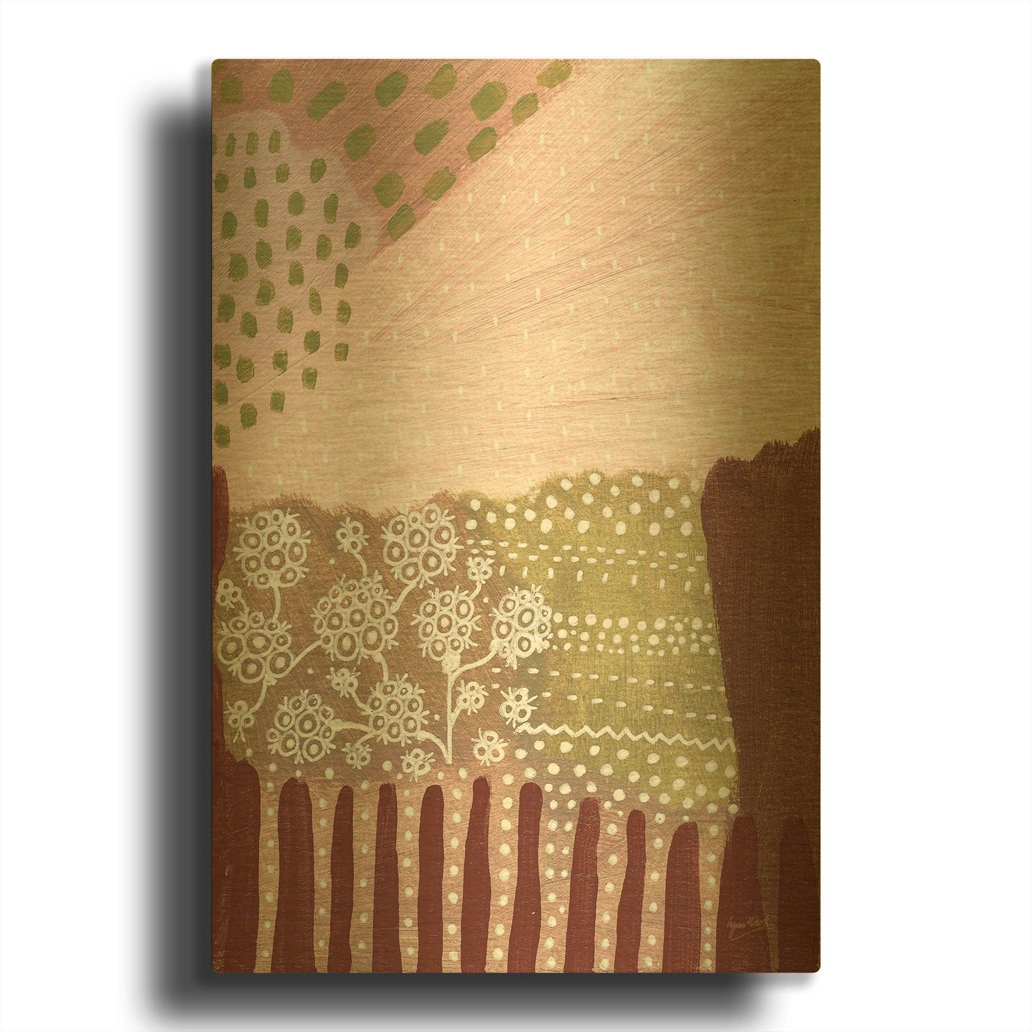 'Salt Shrub I' By Lynn Mack Gold Metal Wall Art