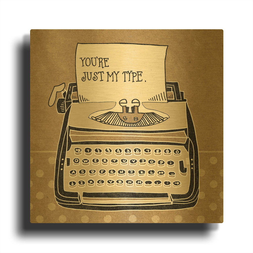 'Youre My Type Taupe' By Mary Urban Gold Metal Wall Art
