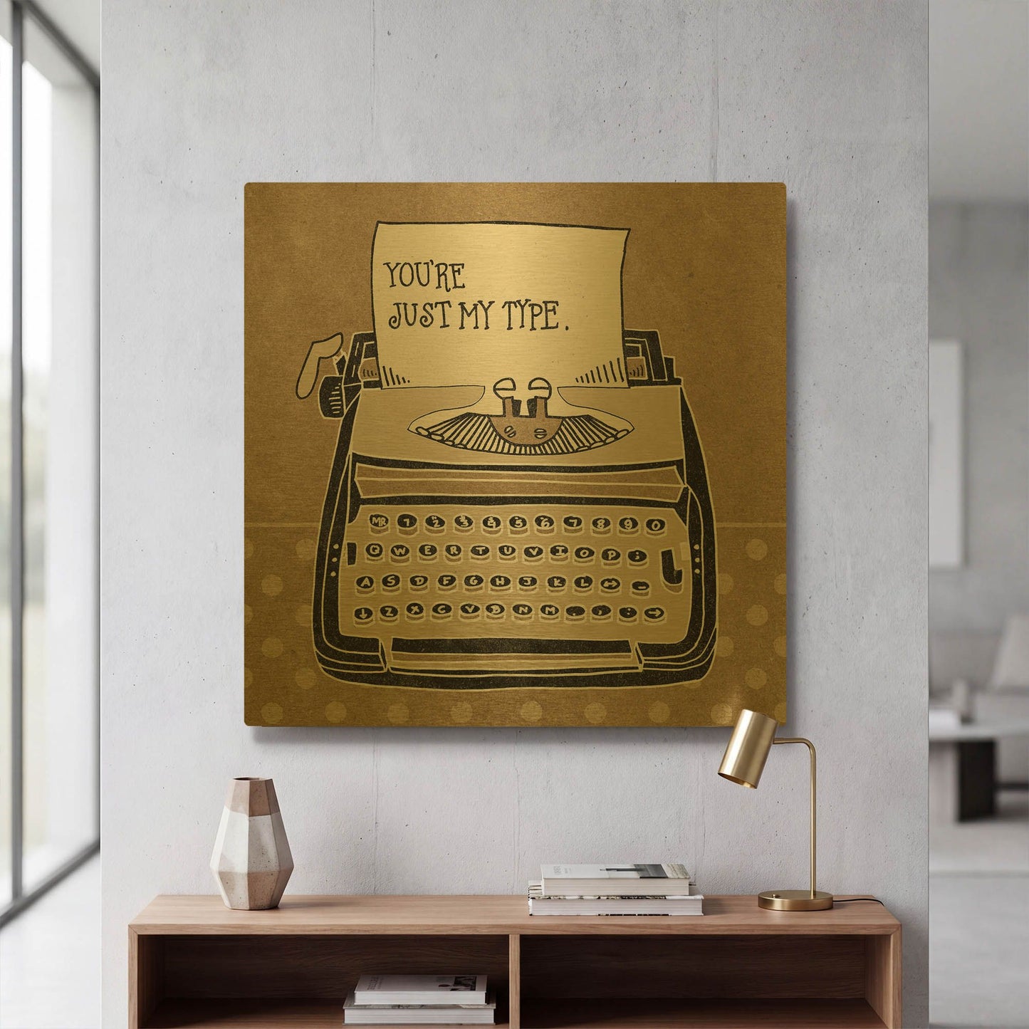 'Youre My Type Taupe' By Mary Urban Gold Metal Wall Art