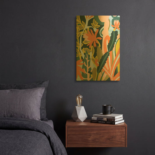 'Cactus Flower' By Megan Gallagher Gold Metal Wall Art