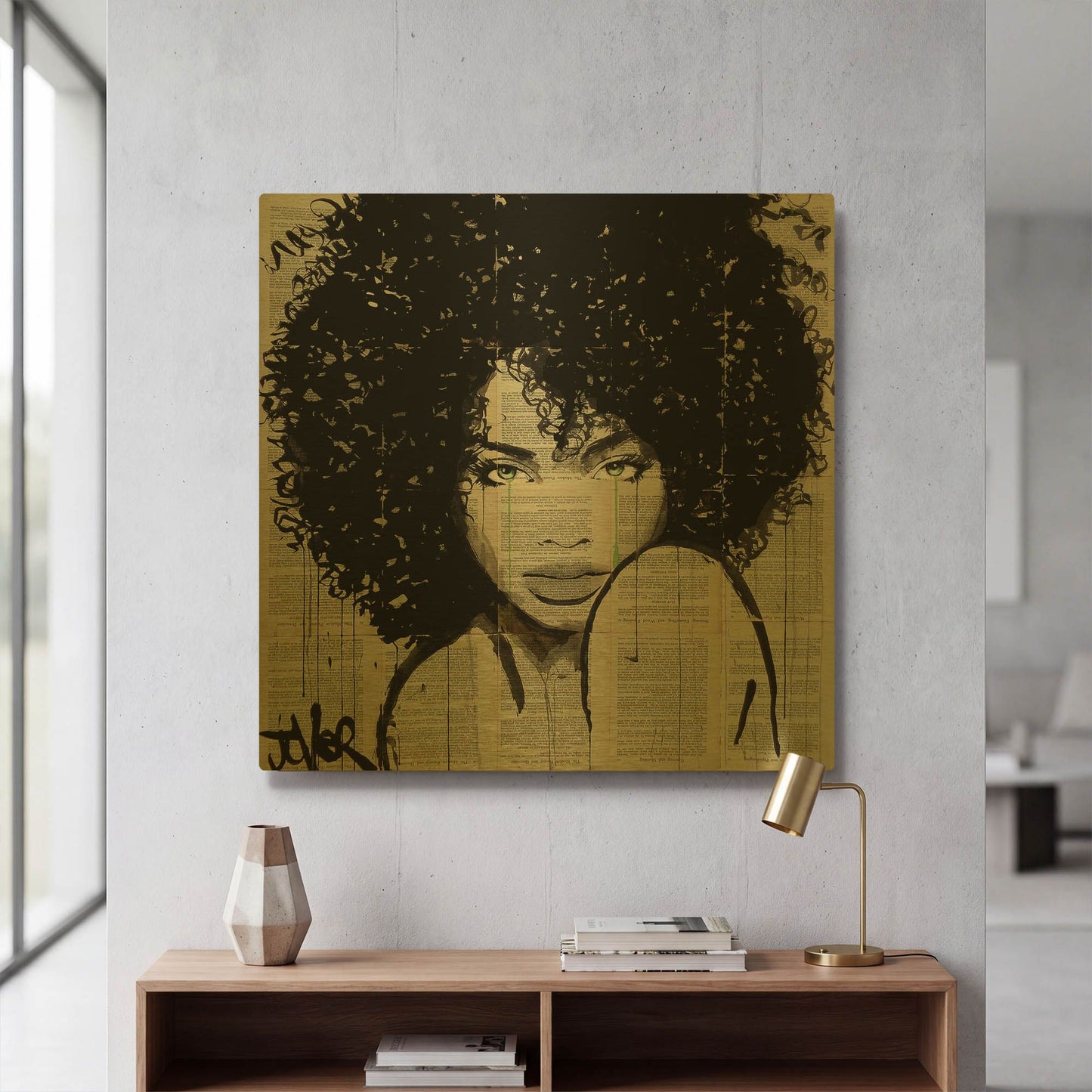 'Angel' By Loui Jover Gold Metal Wall Art