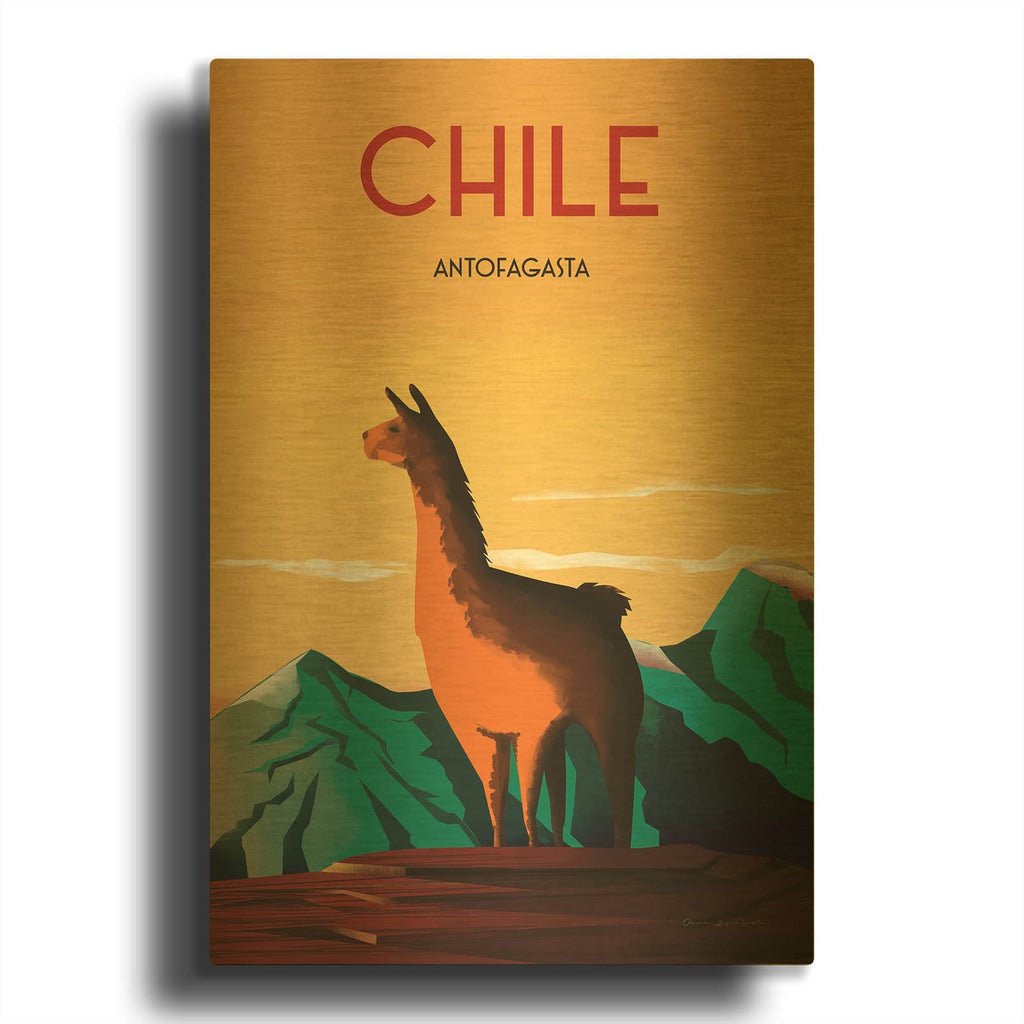 'Chile' By Omar Escalante Gold Metal Wall Art