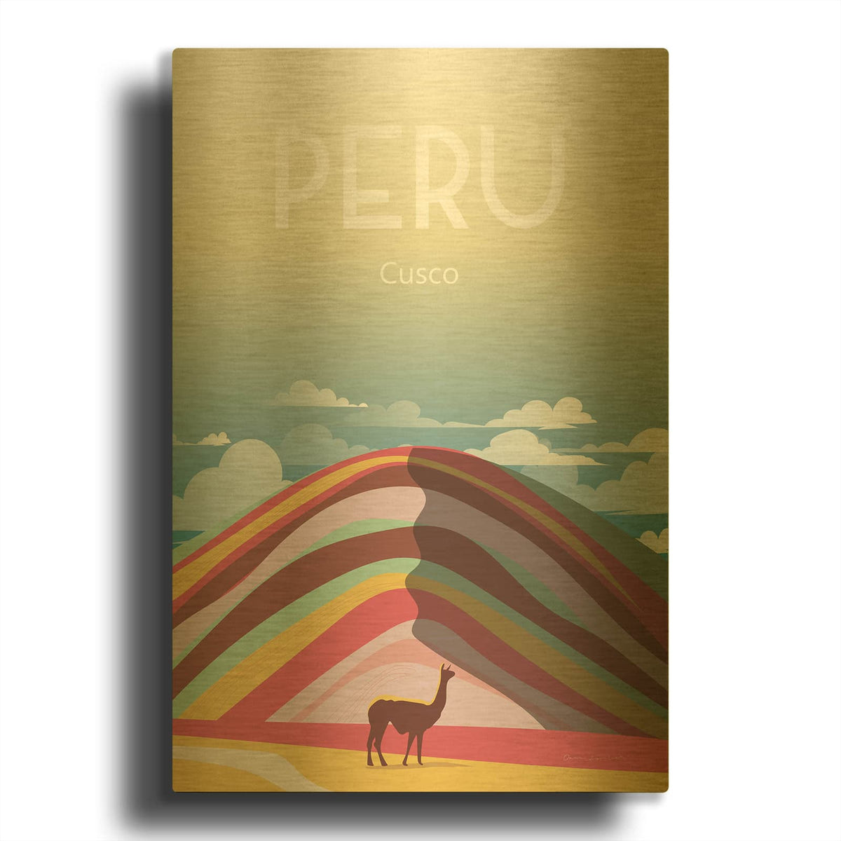 'Peru' By Omar Escalante Gold Metal Wall Art