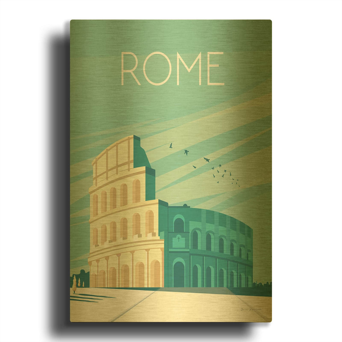 'Rome' By Omar Escalante Gold Metal Wall Art