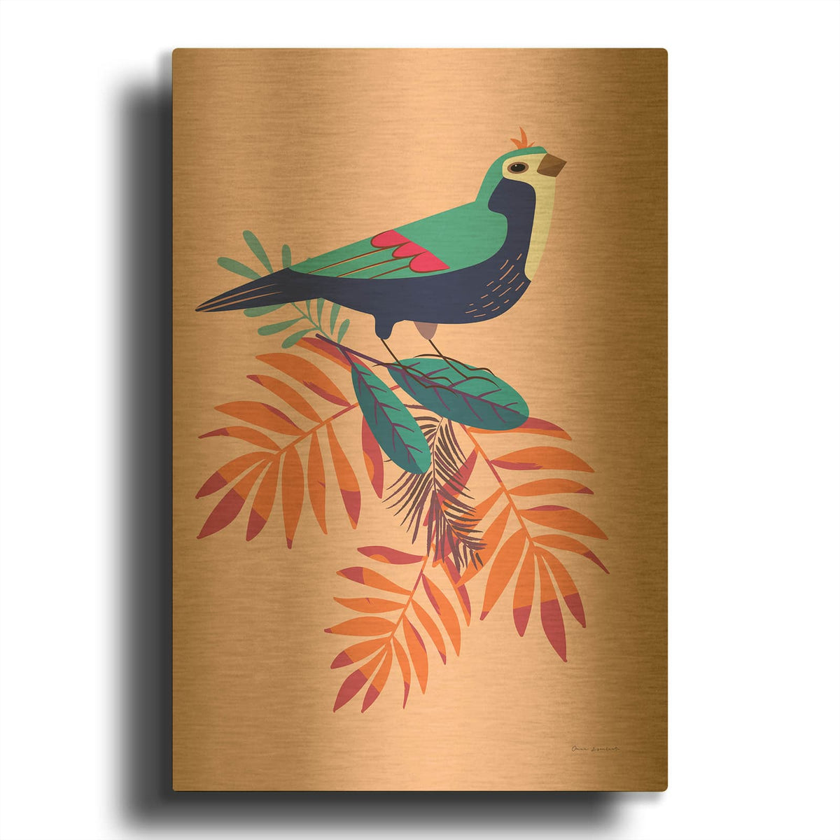'Exotic Birds III' By Omar Escalante Gold Metal Wall Art