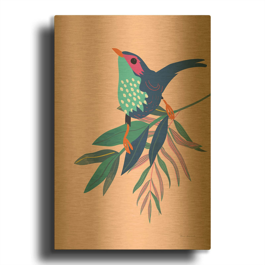 'Exotic Birds IV' By Omar Escalante Gold Metal Wall Art