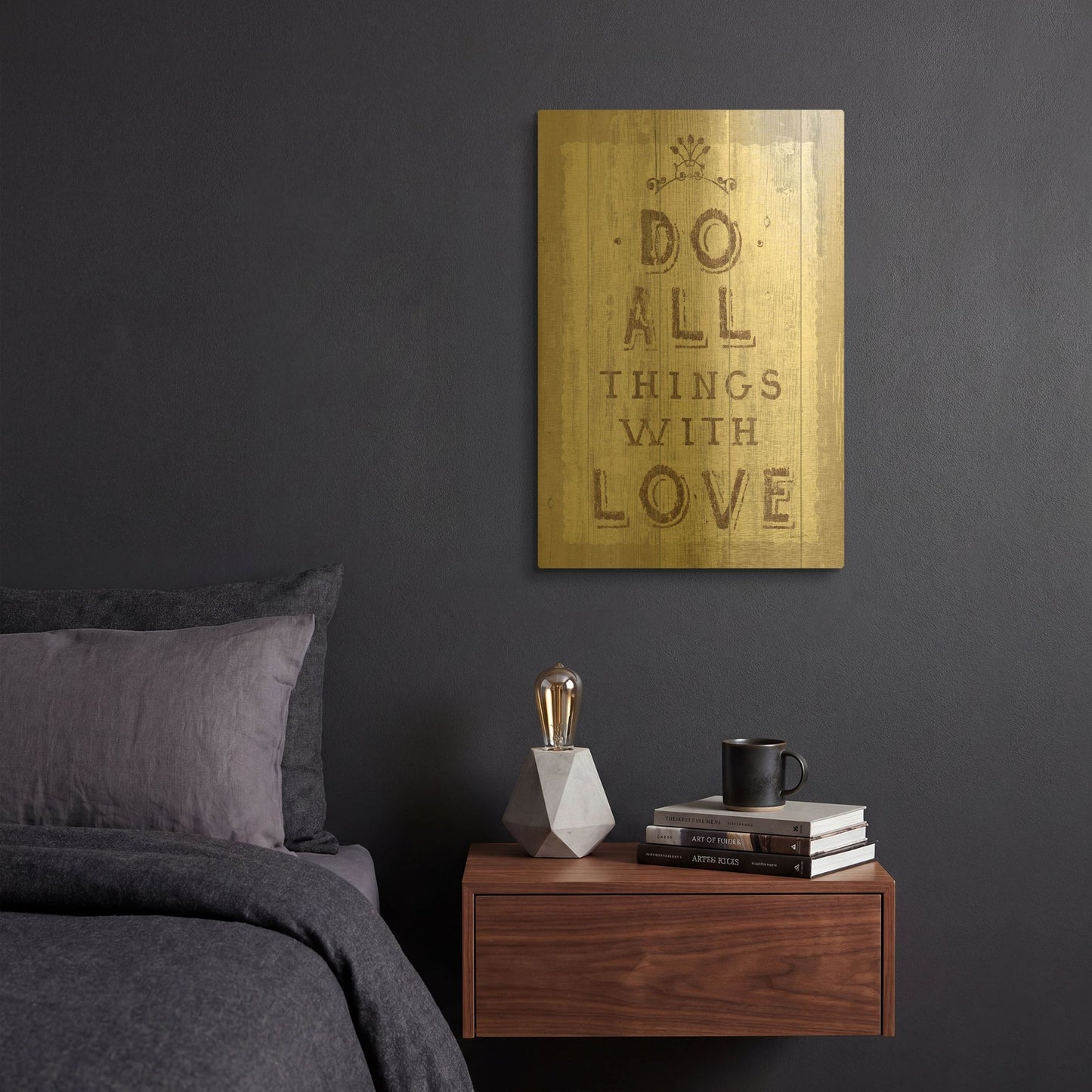 'Do All Things Driftwood' By Sue Schlabach Gold Metal Wall Art
