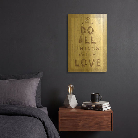 'Do All Things Driftwood' By Sue Schlabach Gold Metal Wall Art