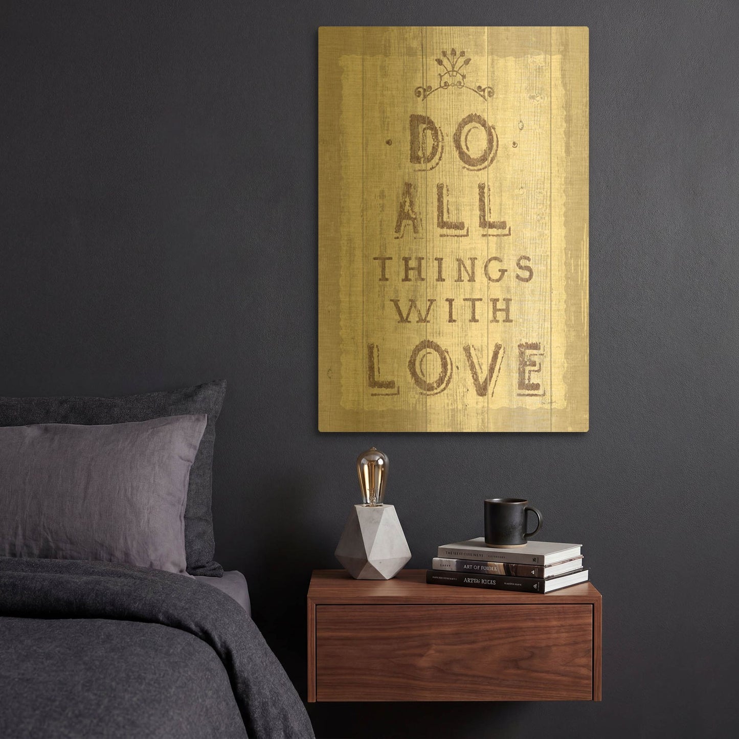 'Do All Things Driftwood' By Sue Schlabach Gold Metal Wall Art