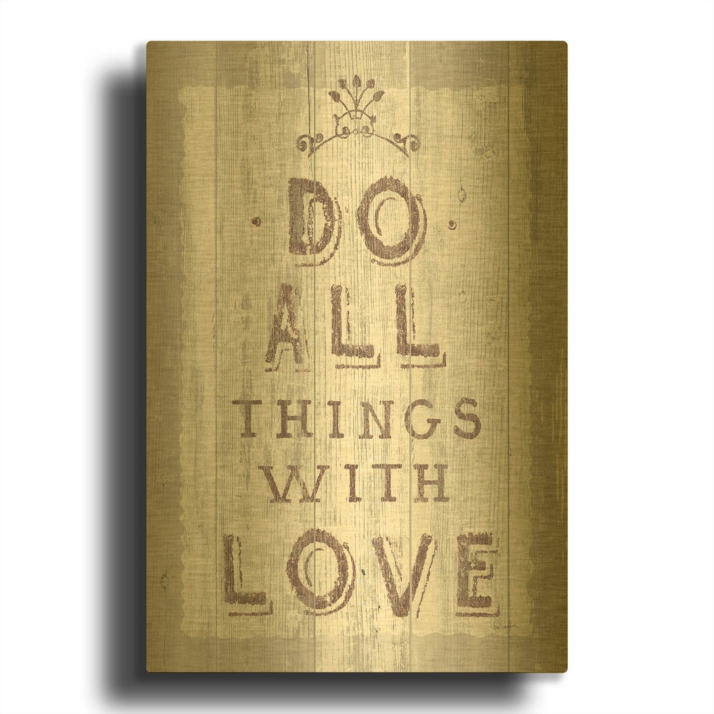 'Do All Things Driftwood' By Sue Schlabach Gold Metal Wall Art