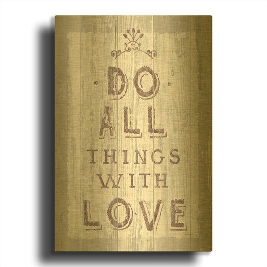 'Do All Things Driftwood' By Sue Schlabach Gold Metal Wall Art