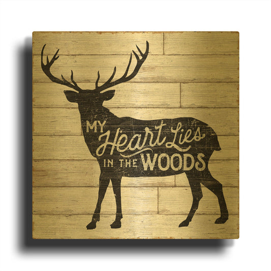 'Lake Lodge II' By Sue Schlabach Gold Metal Wall Art