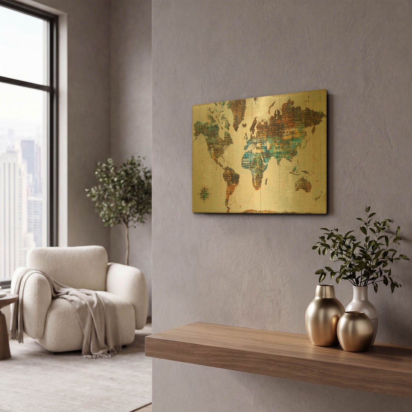 'World of Wonders' By Sue Schlabach Gold Metal Wall Art