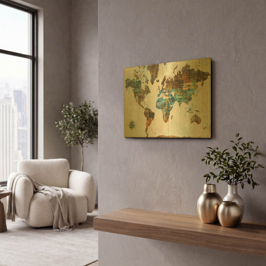 'World of Wonders' By Sue Schlabach Gold Metal Wall Art