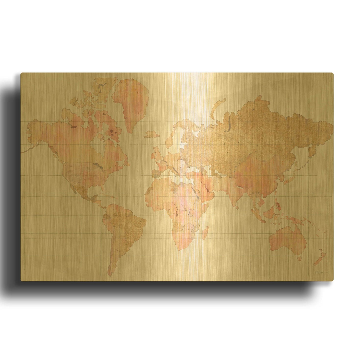 'Across the World Champagne' By Sue Schlabach Gold Metal Wall Art