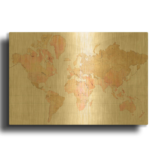 'Across the World Champagne' By Sue Schlabach Gold Metal Wall Art