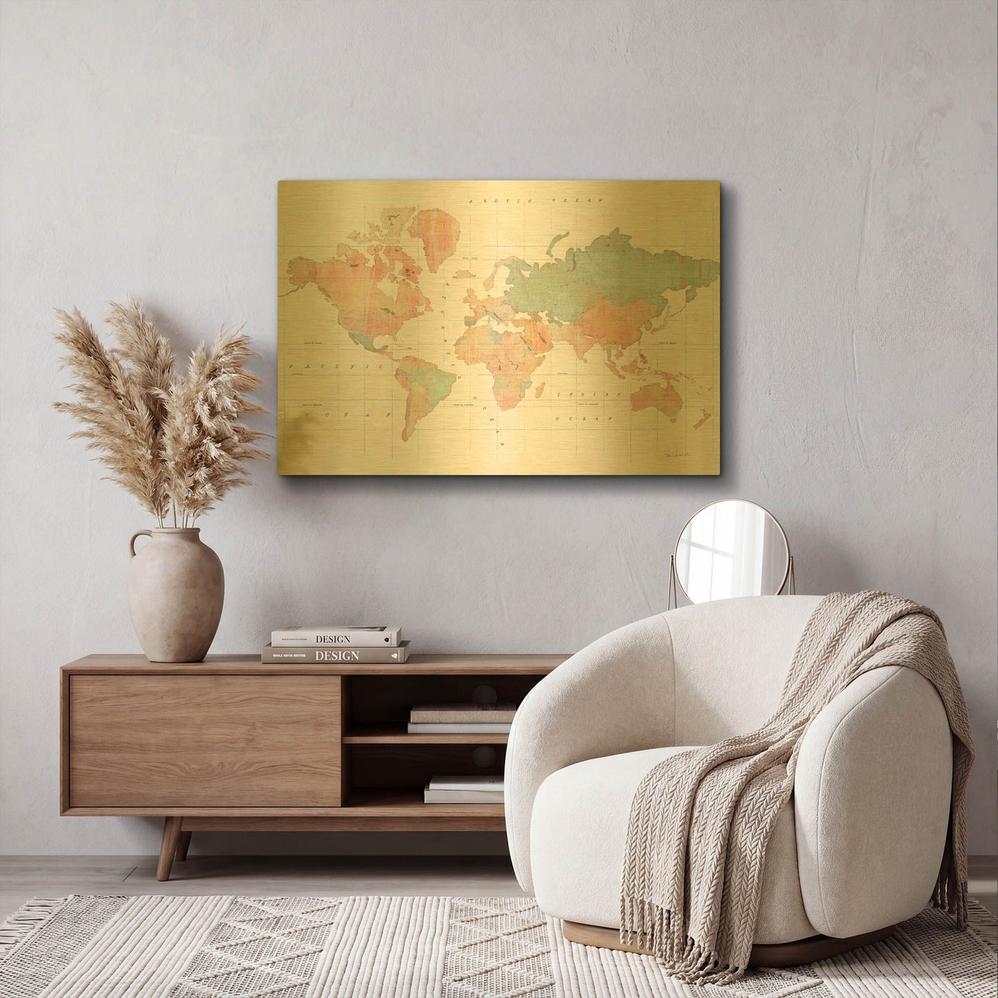 'Across the World II' By Sue Schlabach Gold Metal Wall Art