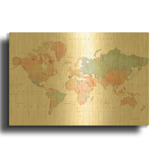 'Across the World II' By Sue Schlabach Gold Metal Wall Art