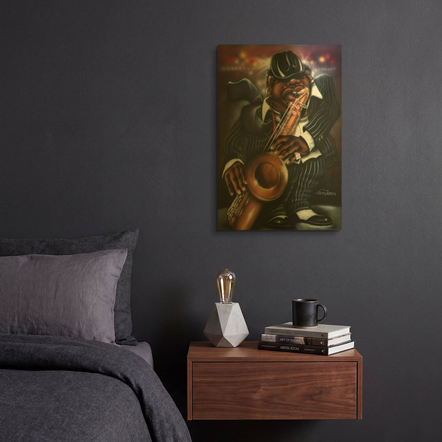 'Jazzman Moe' By Leonard Jones Gold Metal Wall Art
