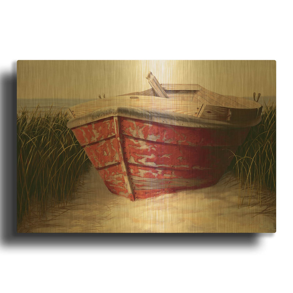 'Red Boat' By Karl Soderlund Gold Metal Wall Art