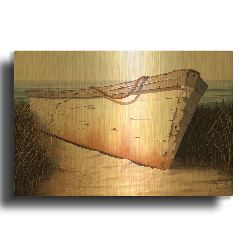 'White Boat' By Karl Soderlund Gold Metal Wall Art