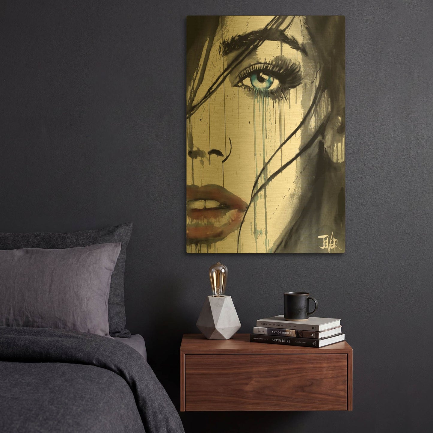 'It Happens' By Loui Jover Gold Metal Wall Art