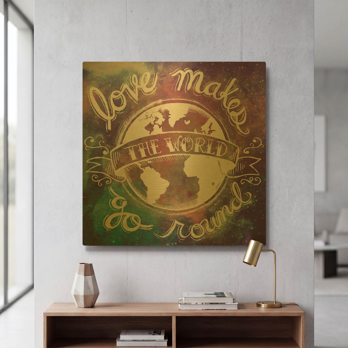 'Universe Galaxy Love Makes' By Mary Urban Gold Metal Wall Art