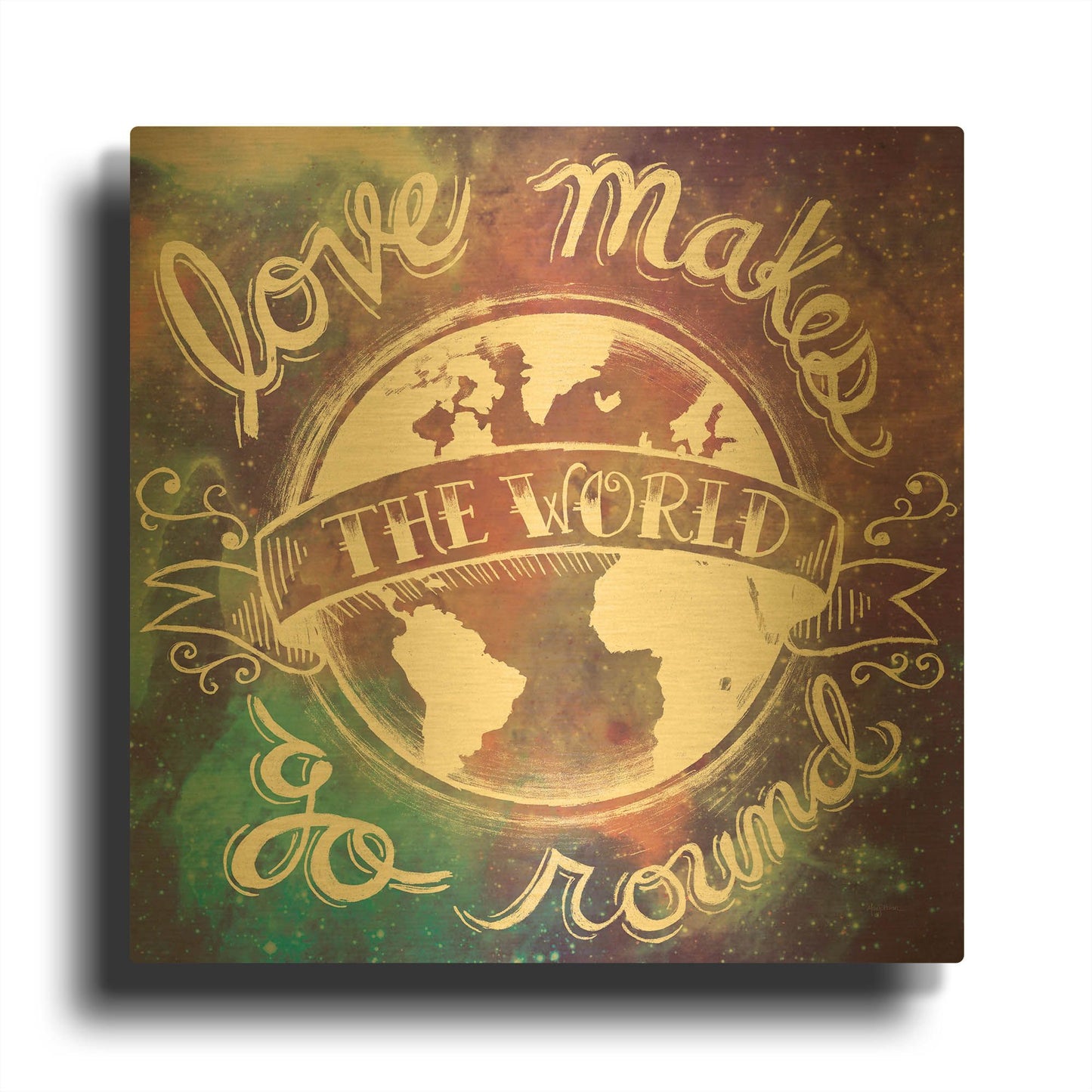 'Universe Galaxy Love Makes' By Mary Urban Gold Metal Wall Art