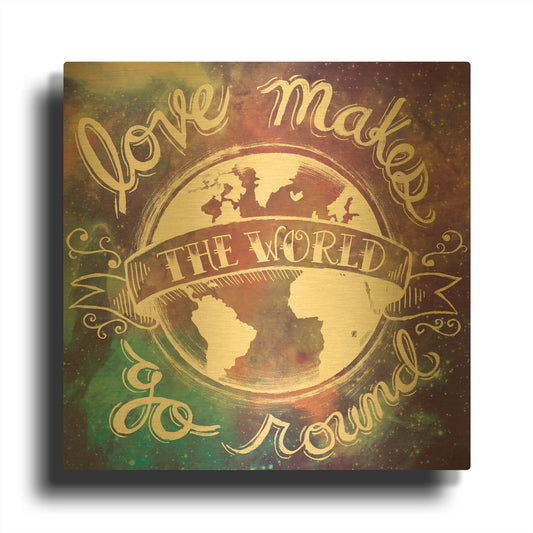 'Universe Galaxy Love Makes' By Mary Urban Gold Metal Wall Art