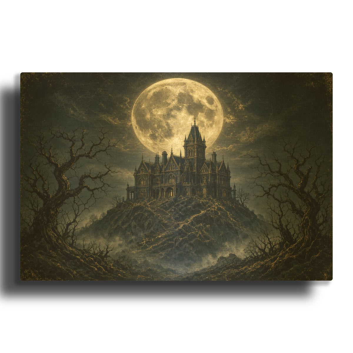 'Moonlit Manor' Gold Metal Wall Art