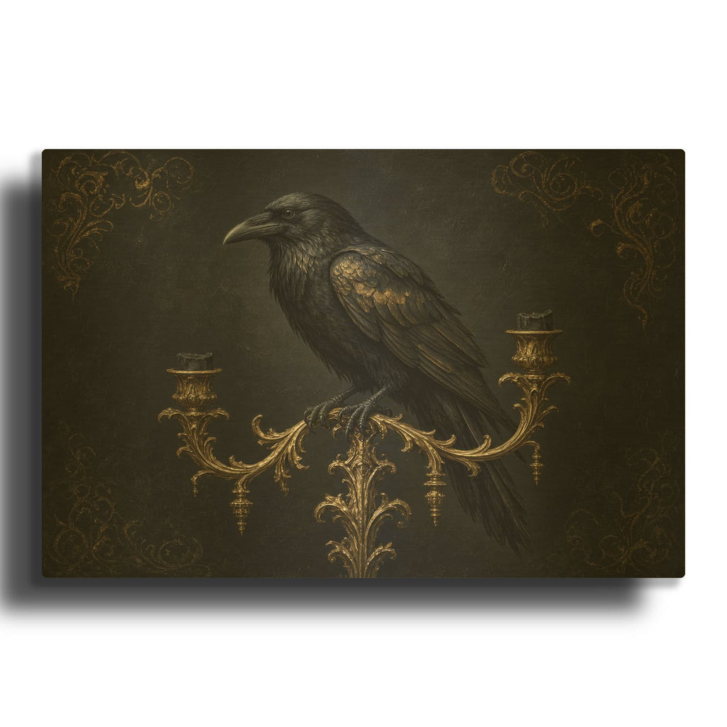 'Raven Sentinel' Gold Metal Wall Art