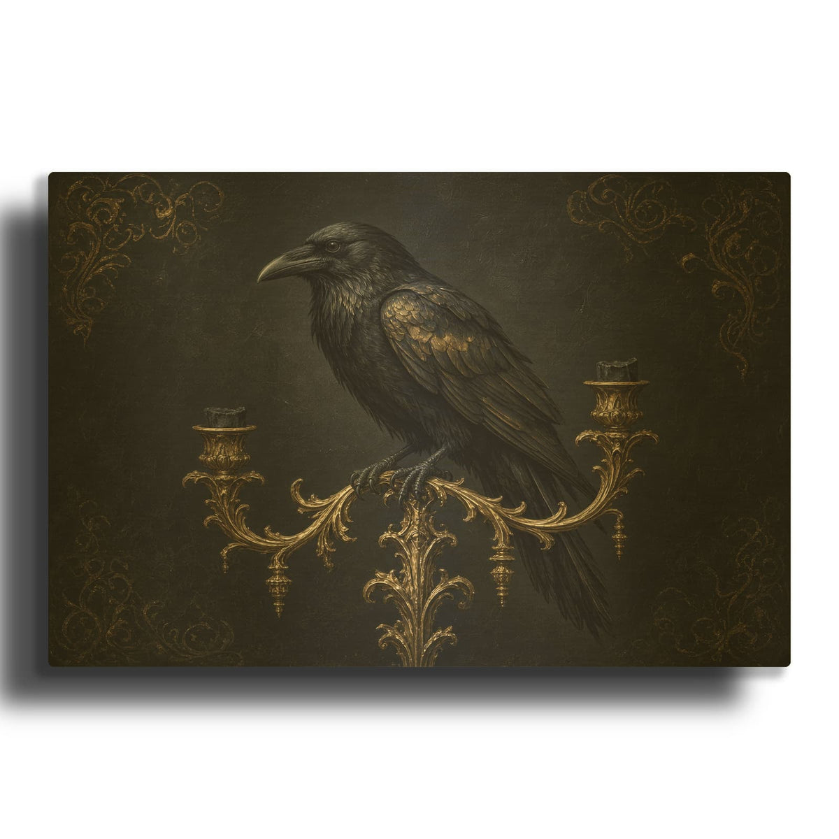 'Raven Sentinel' Gold Metal Wall Art
