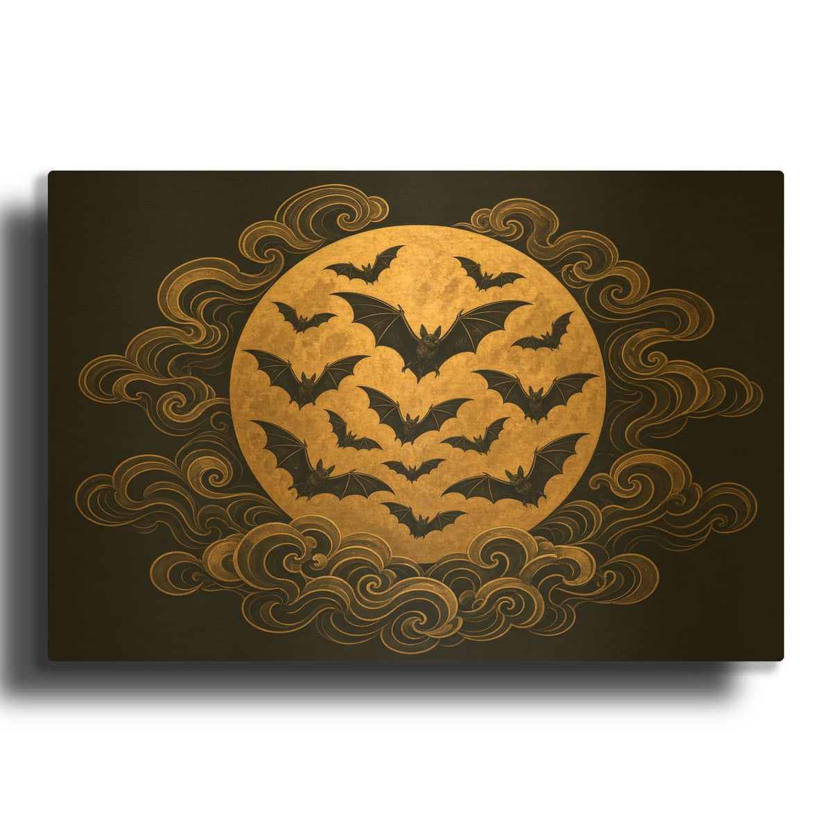 'Bat Flight' Gold Metal Wall Art