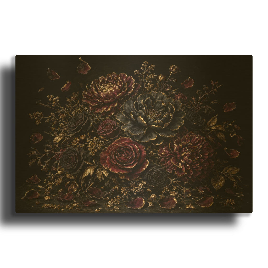 'Gothic Roses' Gold Metal Wall Art