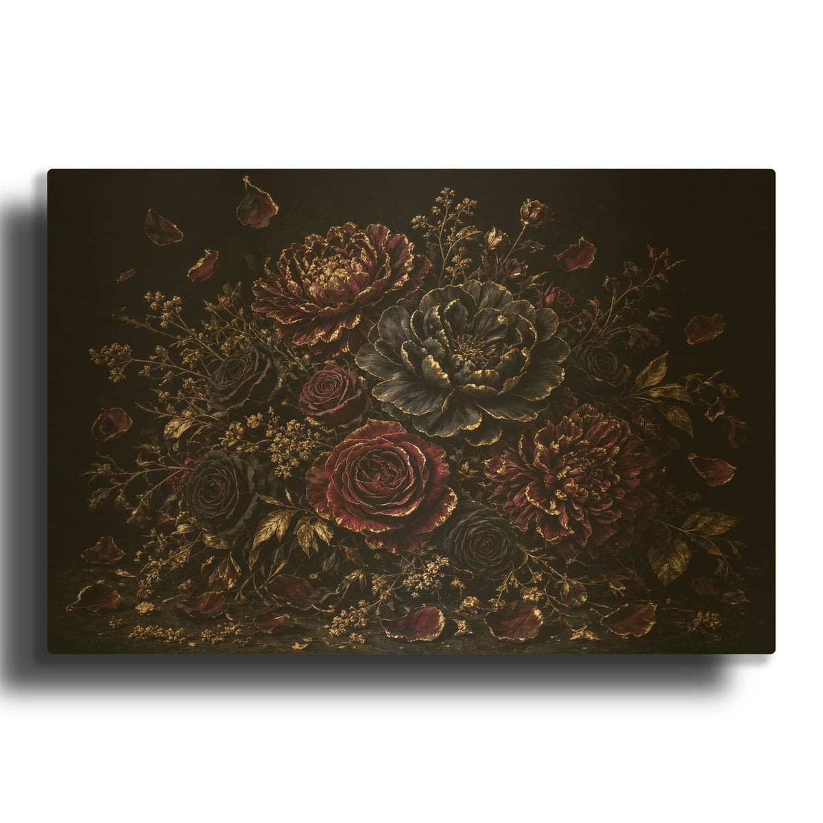 'Gothic Roses' Gold Metal Wall Art