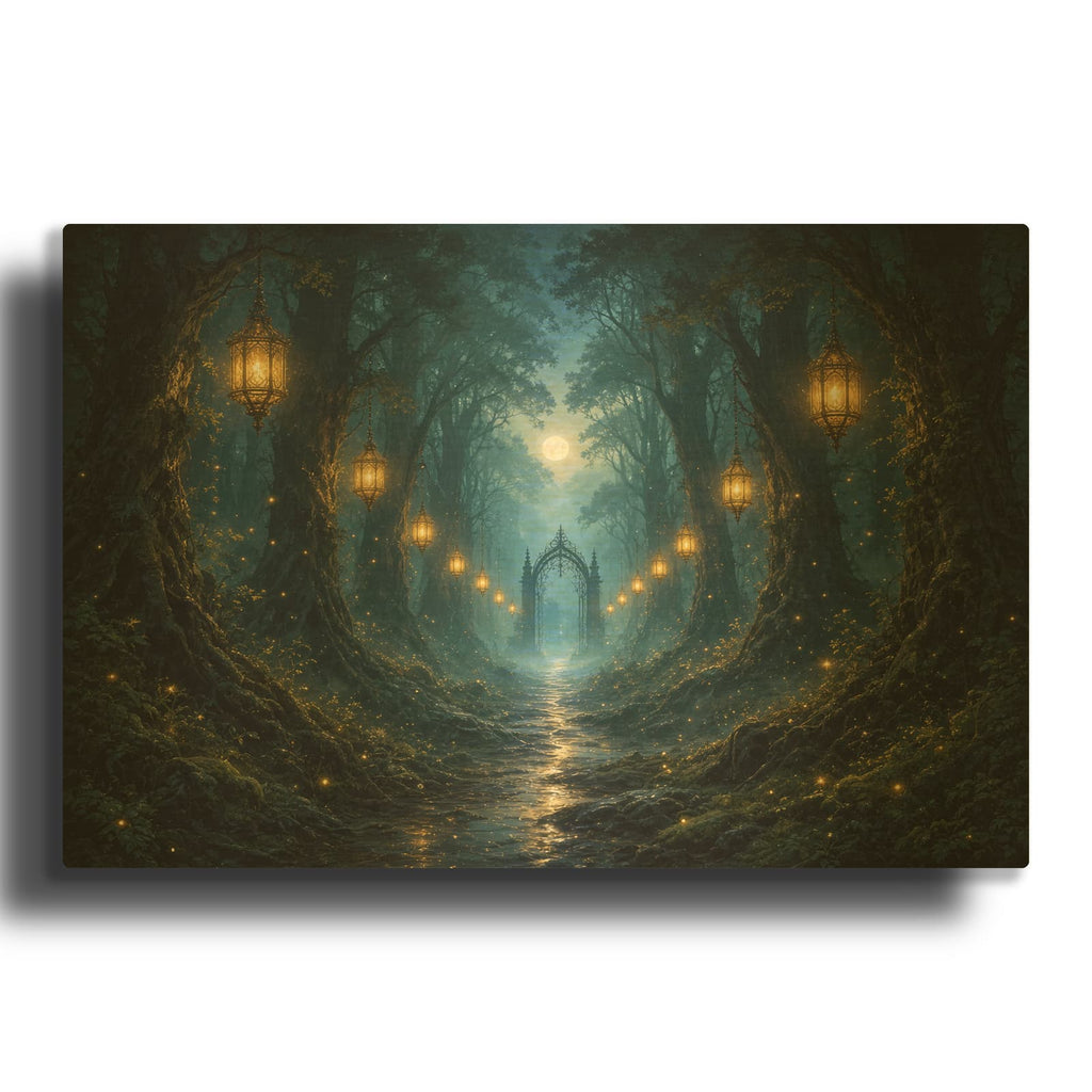 'Haunted Forest Path' Gold Metal Wall Art
