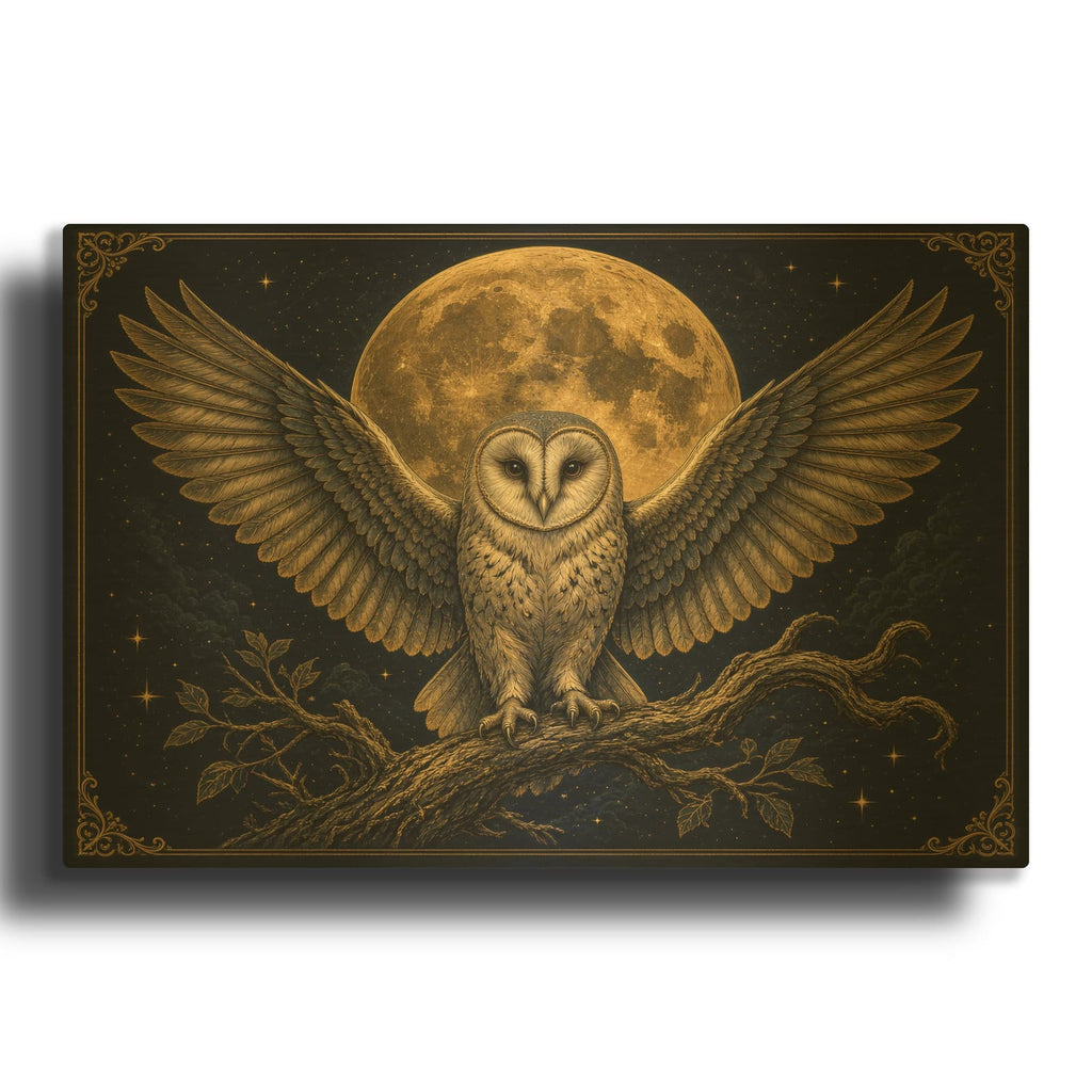 'Owl Moon' Gold Metal Wall Art