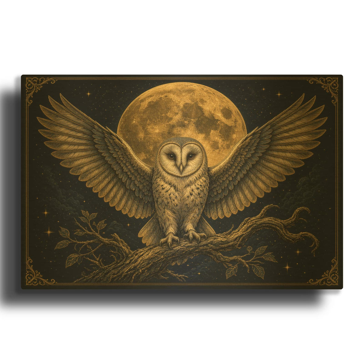 'Owl Moon' Gold Metal Wall Art