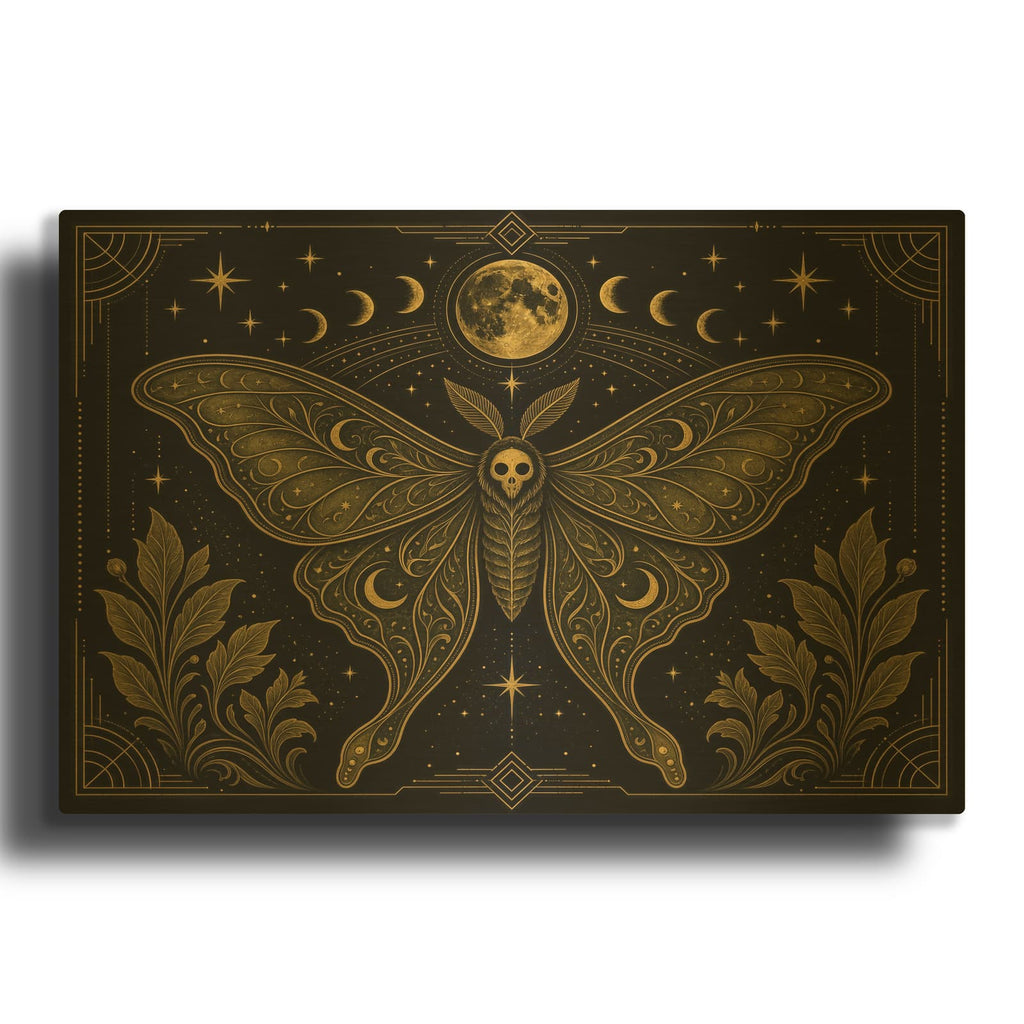'Moth and Moon' Gold Metal Wall Art