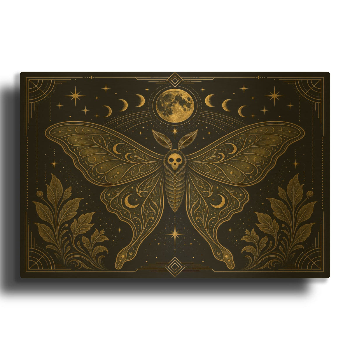 'Moth and Moon' Gold Metal Wall Art