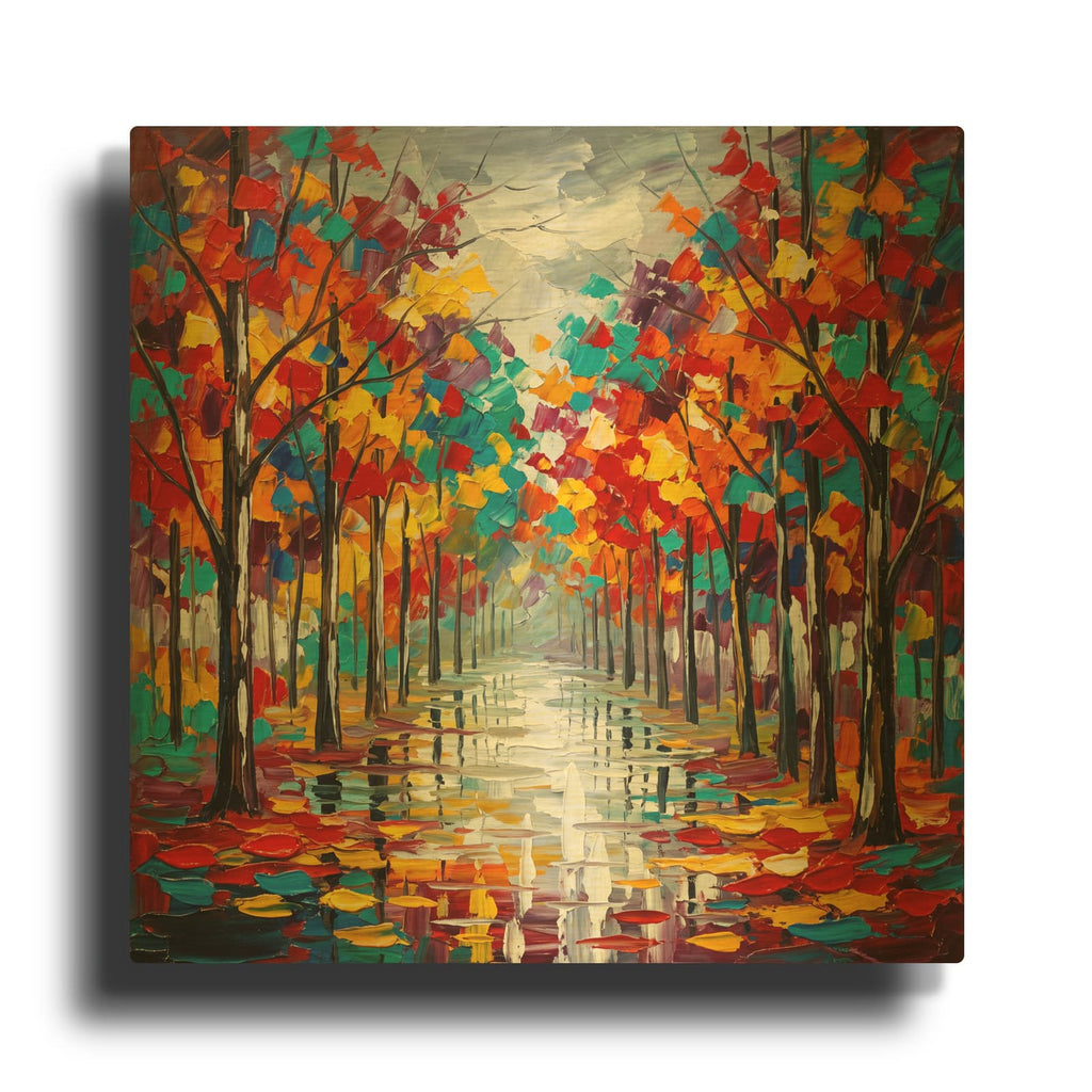 'A Path Through Autumn' By Veve Gold Metal Wall Art