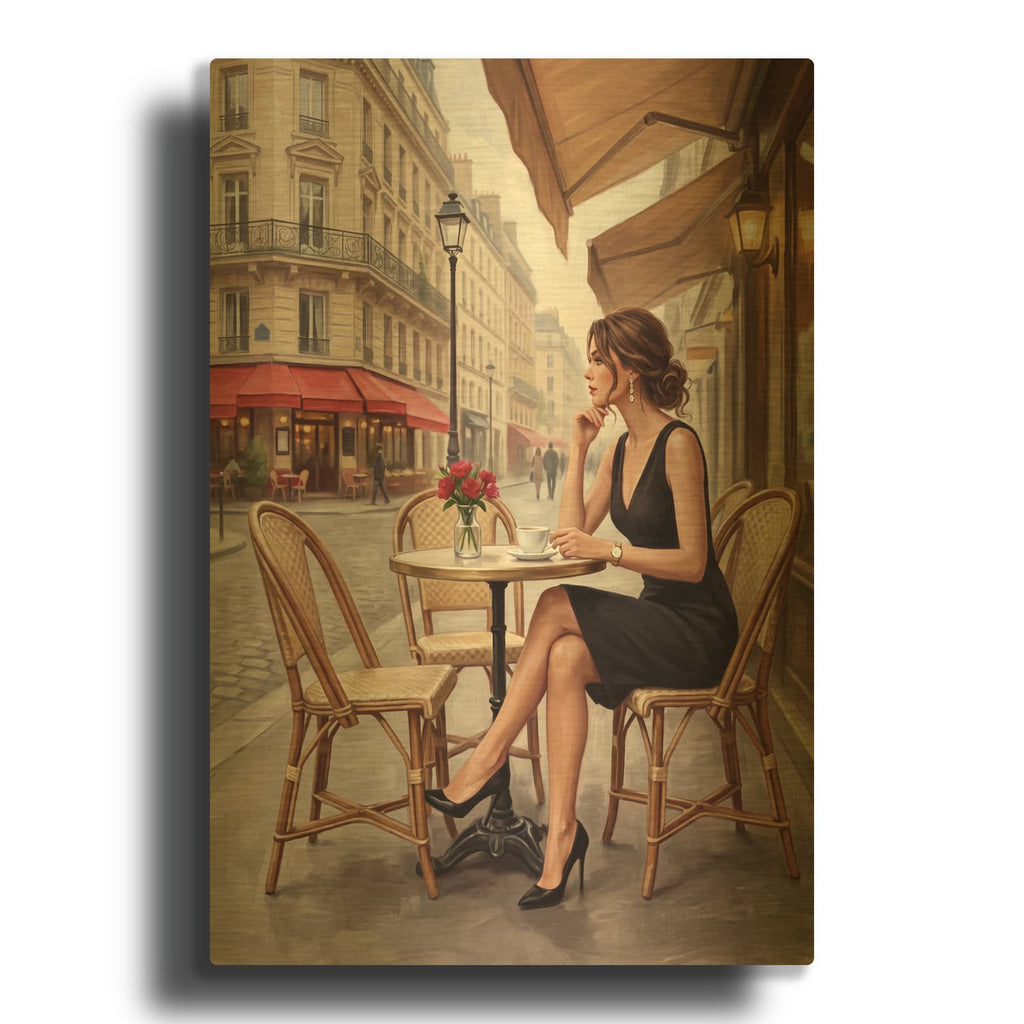 'A Quiet Moment in Paris' By Veve Gold Metal Wall Art