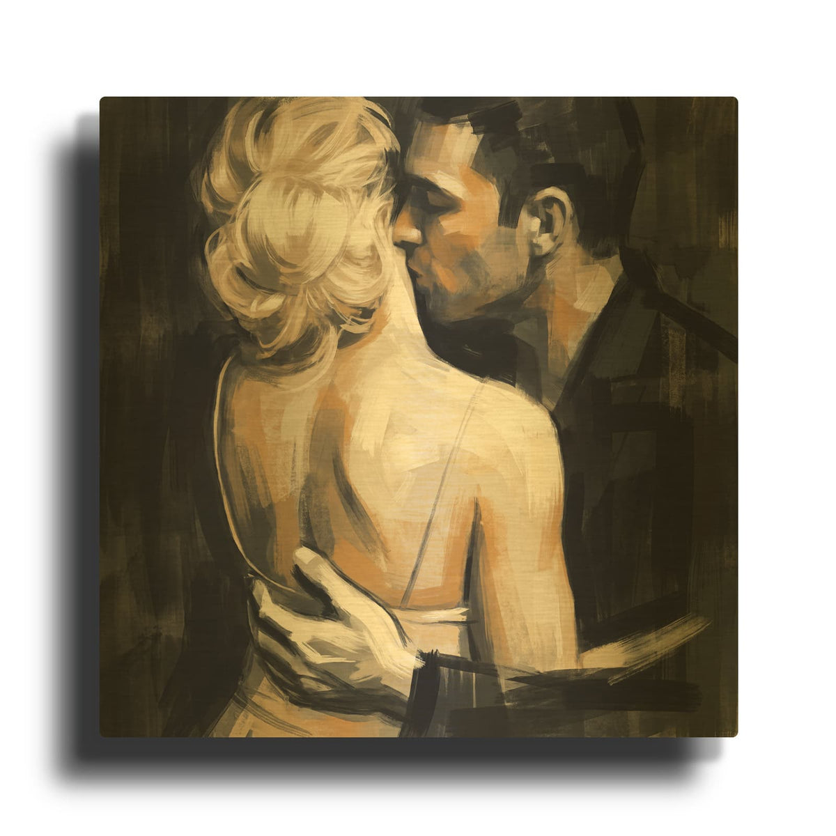 'A Tender Embrace' By Veve Gold Metal Wall Art