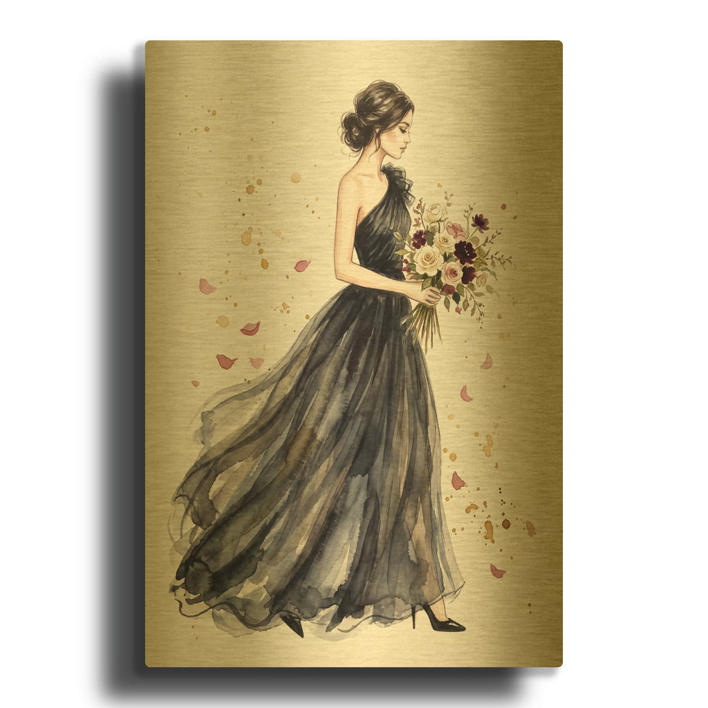 'A Walk in Floral Elegance' By Veve Gold Metal Wall Art
