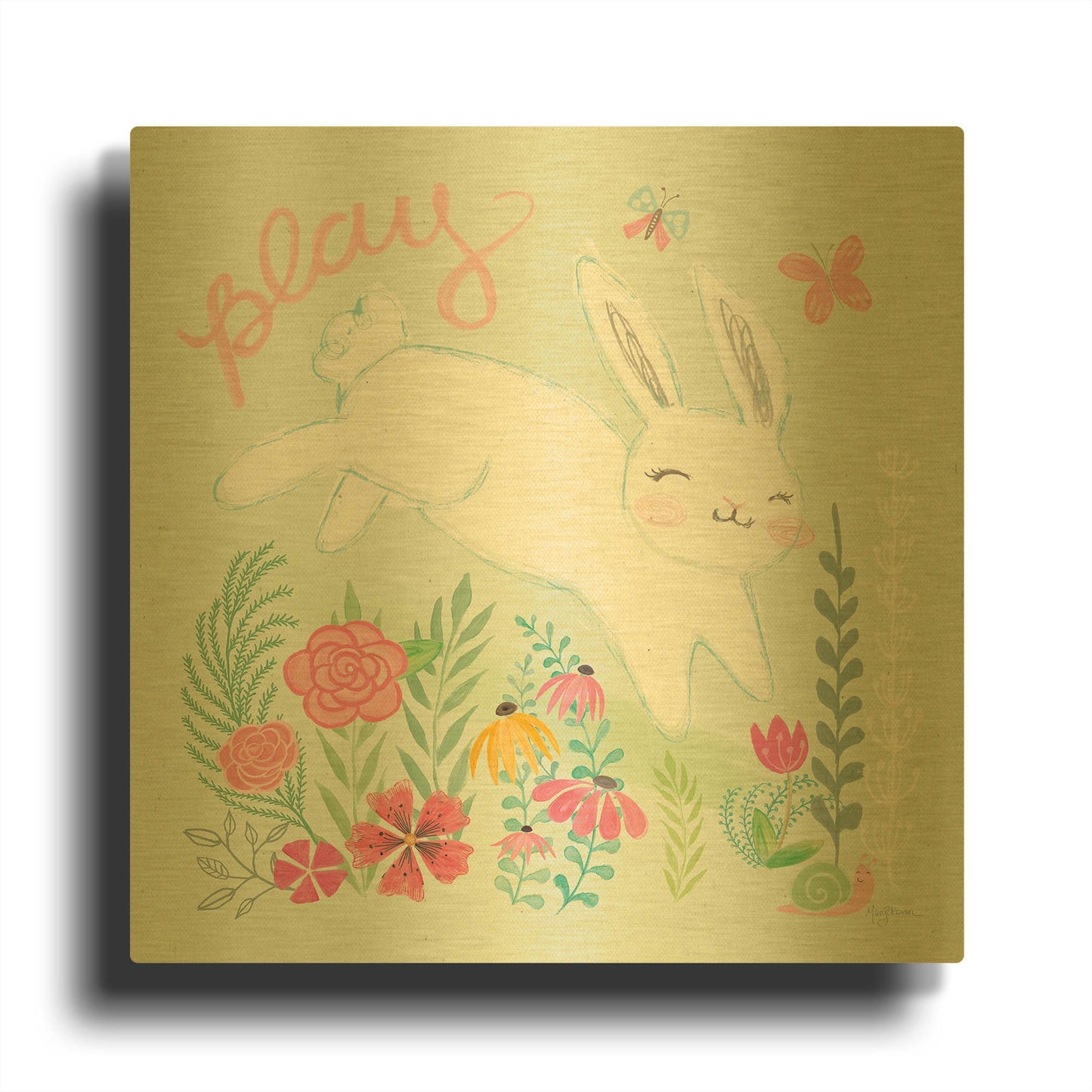 'Garden Friends I' By Mary Urban Gold Metal Wall Art