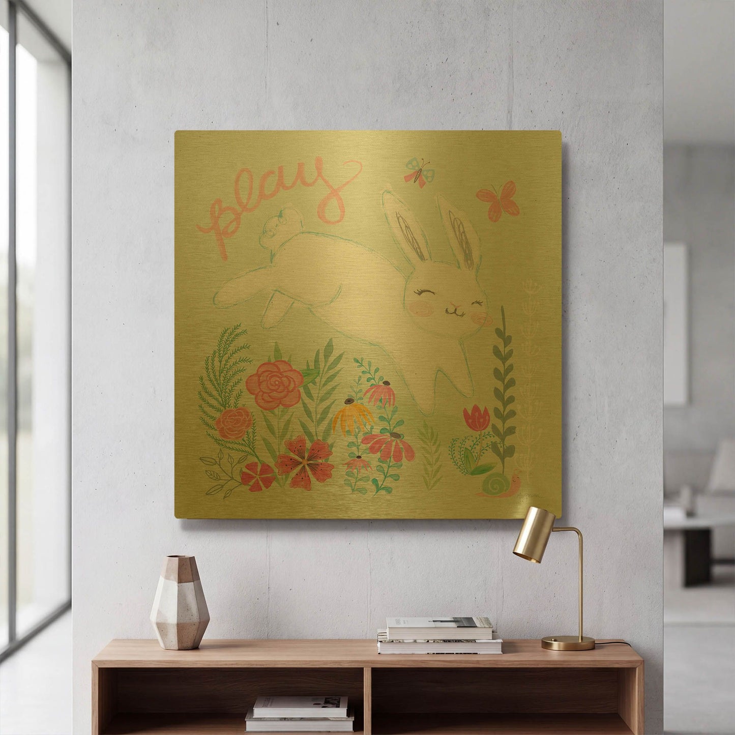 'Garden Friends I' By Mary Urban Gold Metal Wall Art