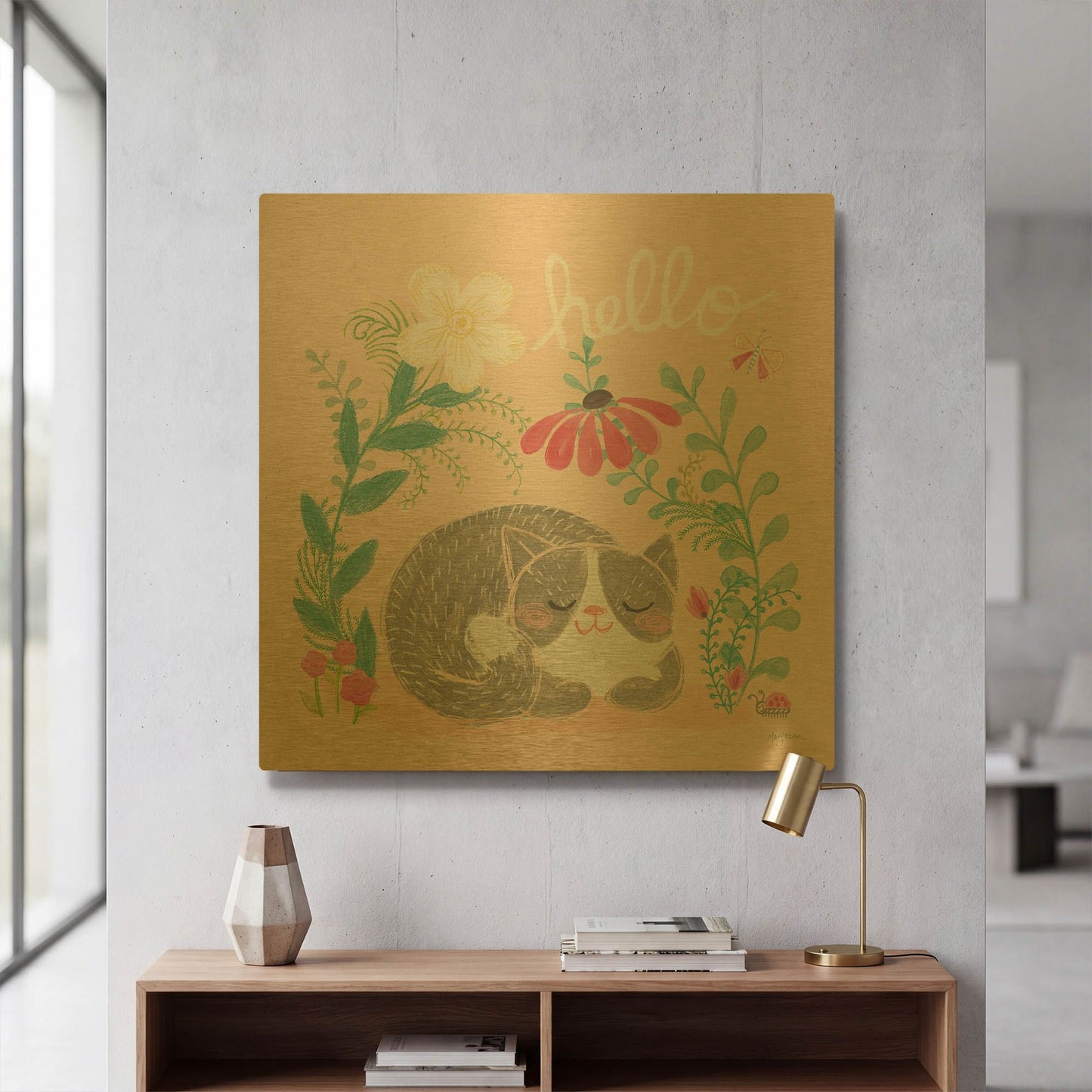 'Garden Friends VI' By Mary Urban Gold Metal Wall Art
