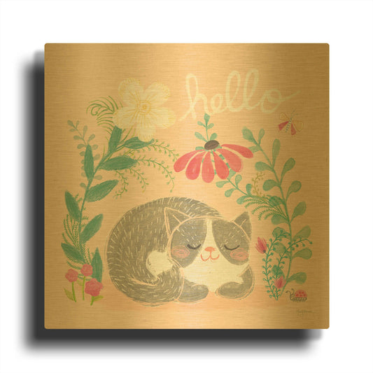 'Garden Friends VI' By Mary Urban Gold Metal Wall Art