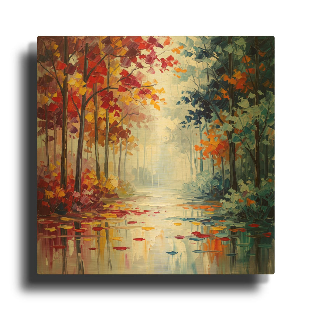 'Autumn Rain Path' By Veve Gold Metal Wall Art